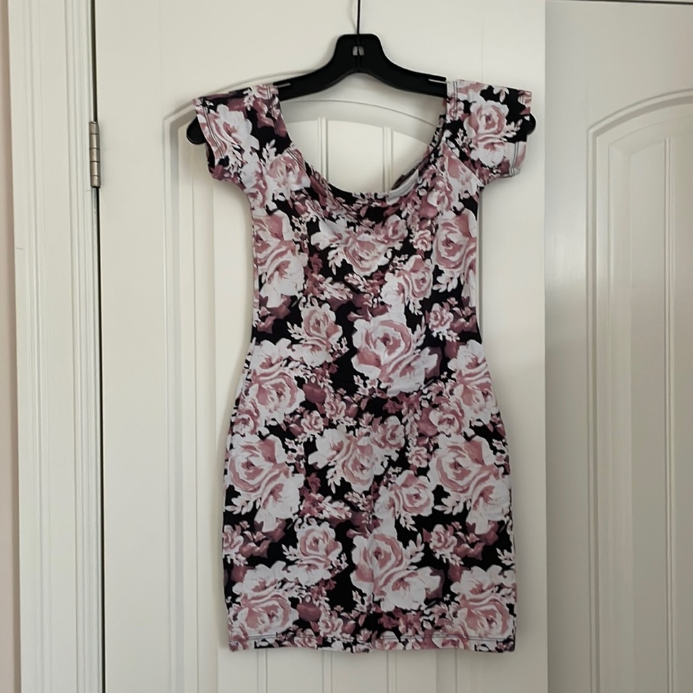 Garage Pink Floral Off the Shoulder Dress